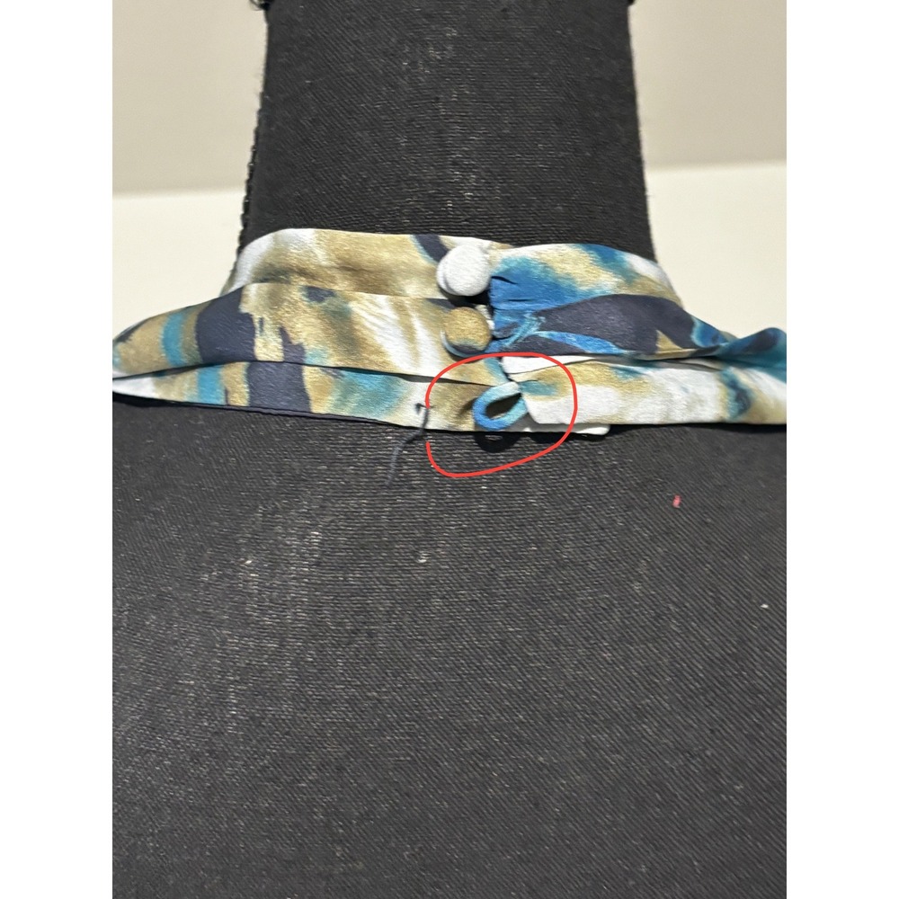 Silk Abstract Teal Blue Gold Halter Neck Babydoll ruche Dress Sz 2 y2k 90s fairy - Picture 4 of 11